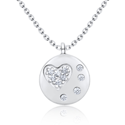 CZ Heart Blink Silver Necklace SPE-2962